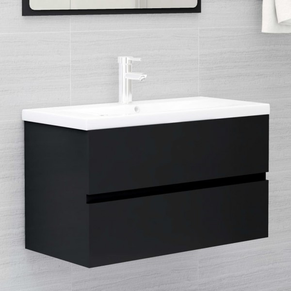 Armario para lavabo madera contrachapada negro 80x38.5x45 cm