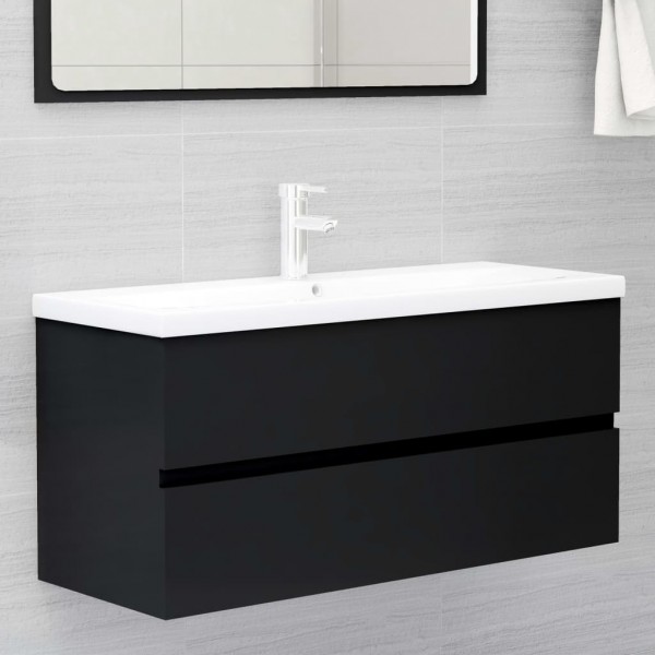 Armario para lavabo madera contrachapada negro100x38.5x45 cm