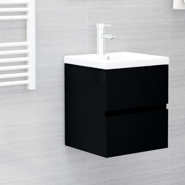Armario para lavabo madera de ingeniería negro 41x38.5x45 cm