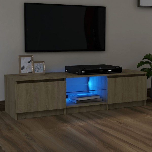 Armario TV con luces LED roble Sonoma 140x40x35.5 cm