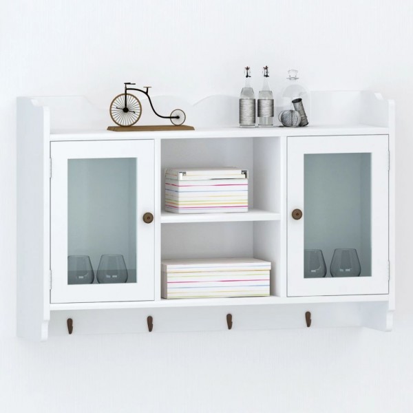 Armario/Vitrina MDF de Pared para Libros/DVD/Cristalería (Blanco)