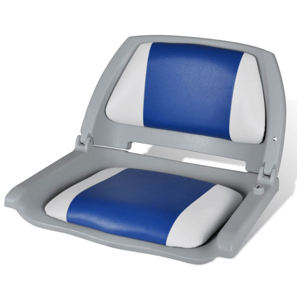 Asiento de barco respaldo plegable cojín azul blanco 41x51x48cm