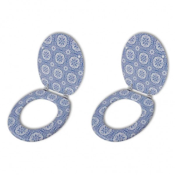 Asiento inodoro con tapa 2 uds MDF porcelana