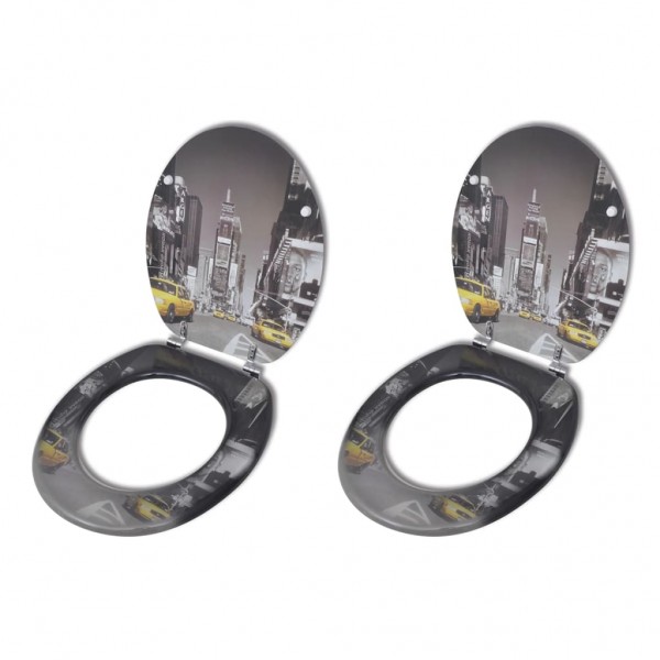 Asiento inodoro tapas 2 uds MDF Nueva York