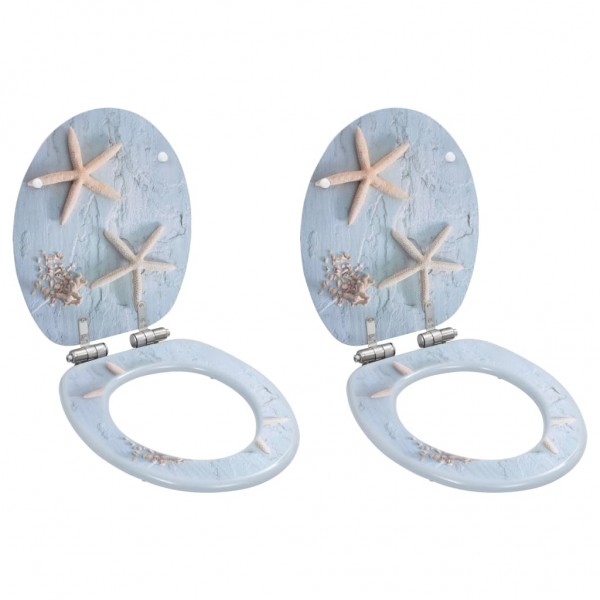Asiento inodoro WC 2 uds tapa cierre suave MDF estrella de mar