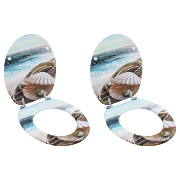 Asiento inodoro WC 2 uds tapa MDF diseño concha