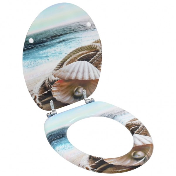 Asiento inodoro WC con tapa MDF diseño concha