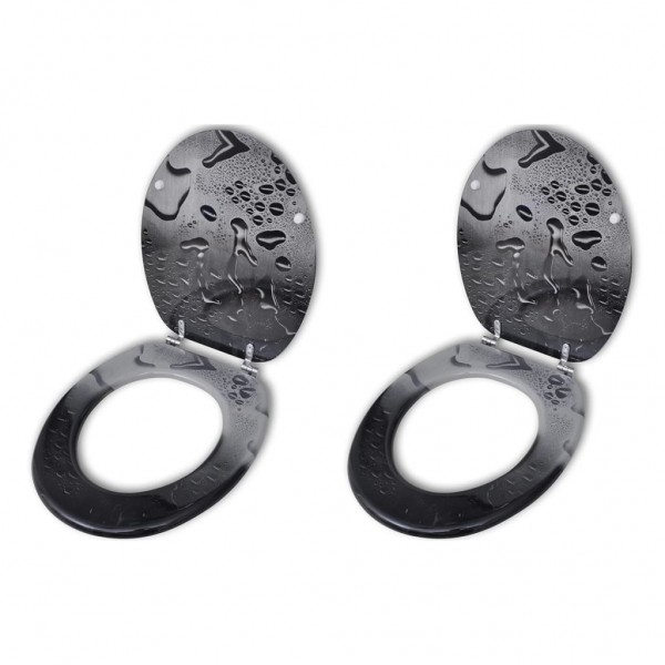 Asientos de inodoro con tapas 2 uds MDF agua