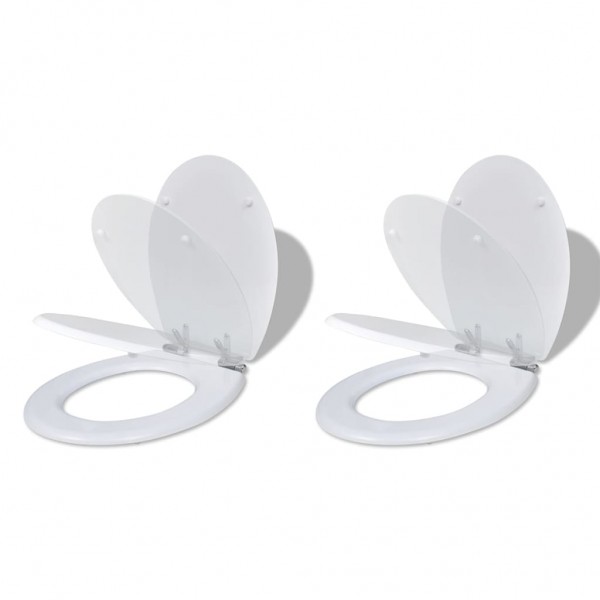 Asientos de inodoro con tapas de cierre suave 2 uds MDF blanco