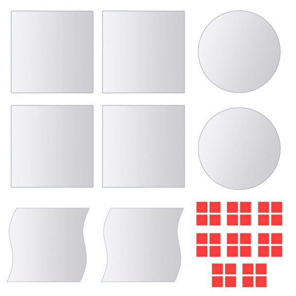 Azulejos de espejo de diversas formas vidrio 8 unidades
