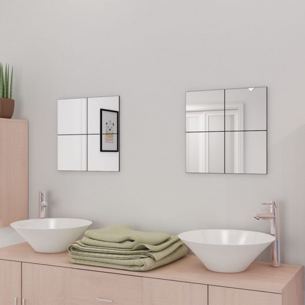 Azulejos de espejo sin marco vidrio 20.5 cm 16 unidades