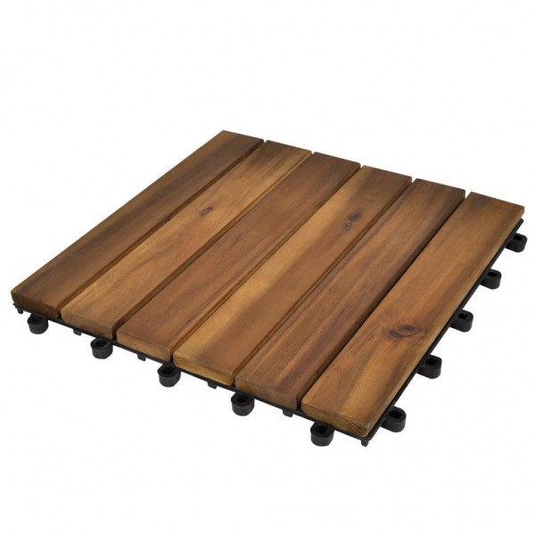 Baldosa de terraza patrón vertical 20 uds madera acacia 30x30cm