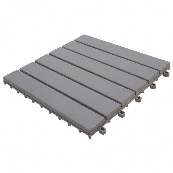 Baldosas de terraza 10 uds gris madera maciza acacia 30x30 cm