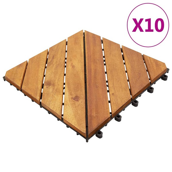 Baldosas de terraza 10 uds madera maciza de acacia 30x30 cm