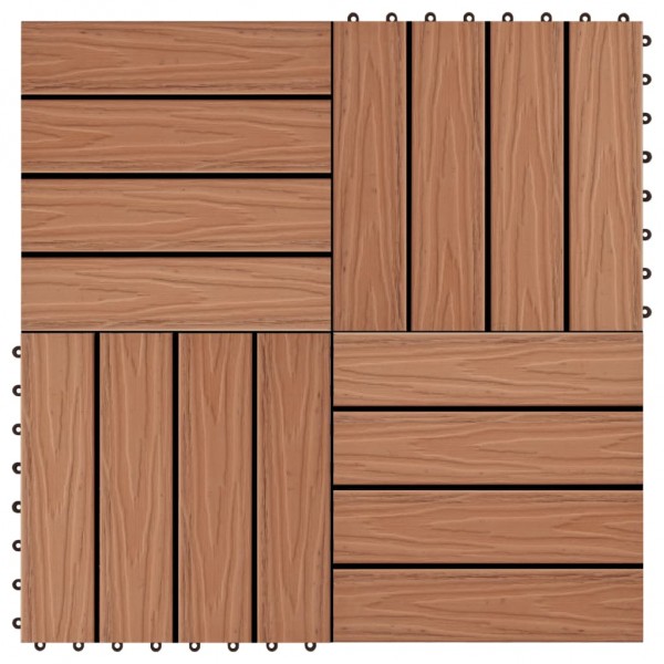 Baldosas porche relieve profundo WPC 1 m² marrón claro 11 uds