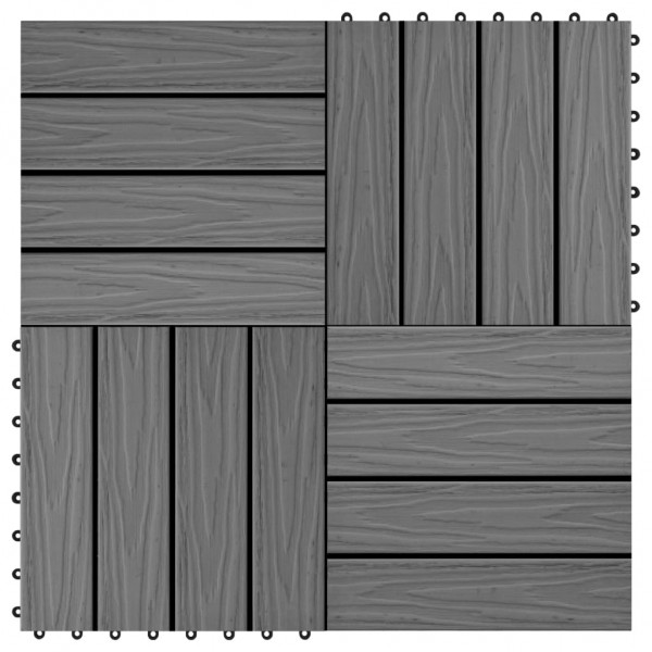 Baldosas porche relieve profundo WPC 30x30 cm 1 m² gris 11 uds