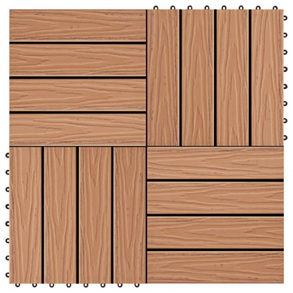 Baldosas porche relieve profundo WPC 30x30 cm 1 m² teca 11 uds