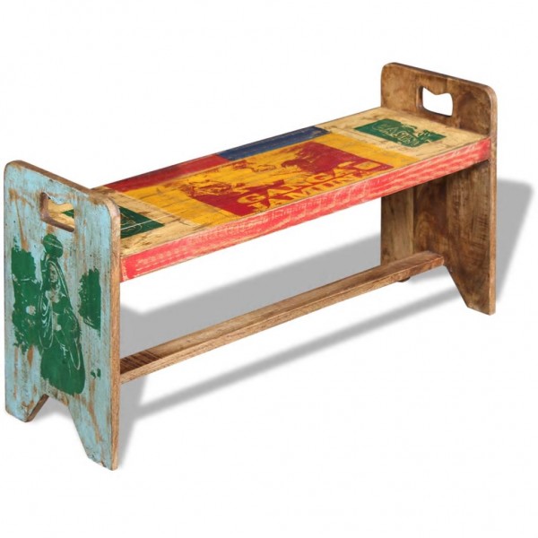 Banco cola de madera maciza reciclada 100x30x50 cm