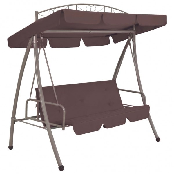 Banco columpio convertible de exterior con dosel color café