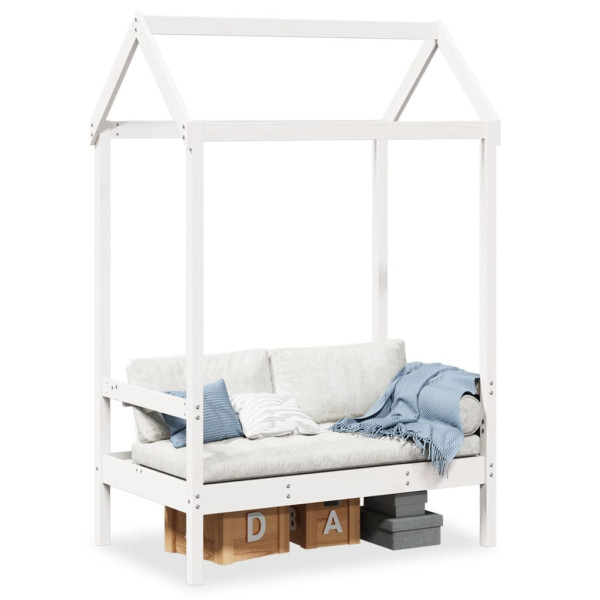 Banco con techo madera maciza de pino blanco 117.5x70x176.5 cm