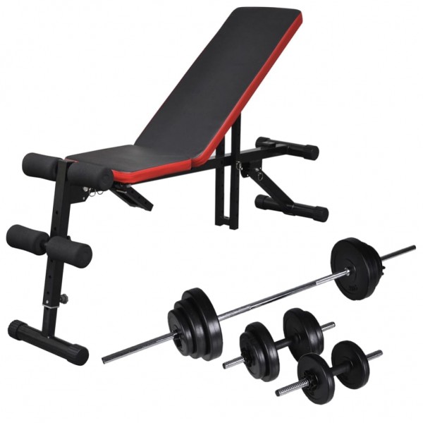 Banco de abdominales con mancuerna y pesas 30.5 kg