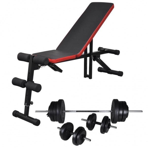 Banco de abdominales con mancuerna y pesas 60.5 kg