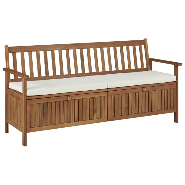 Banco de almacenaje con cojín de madera maciza de acacia 170 cm