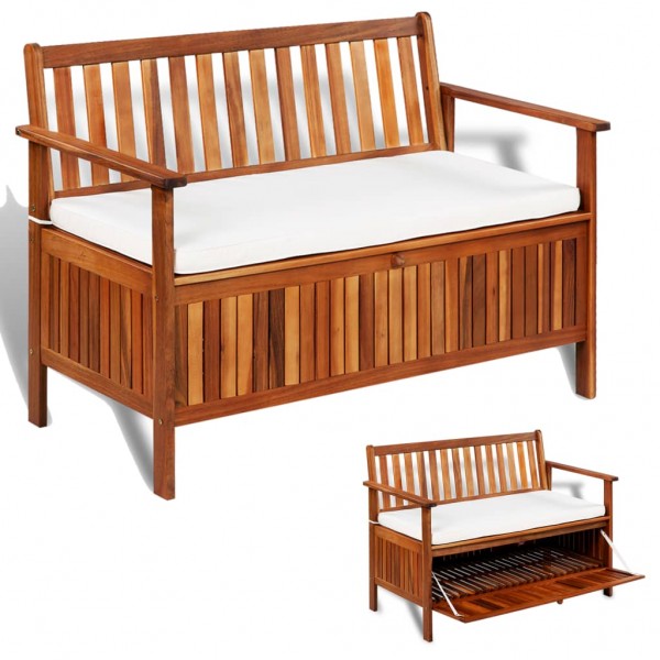 Banco de almacenaje de jardín madera maciza acacia 120x63x84 cm