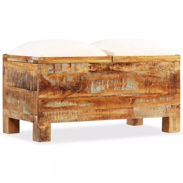 Banco de almacenamiento de madera reciclada maciza 80x40x40 cm