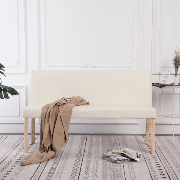 Banco de cuero sintético 139.5 cm color crema