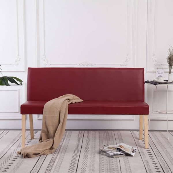 Banco de cuero sintético 139.5 cm color vino tinto