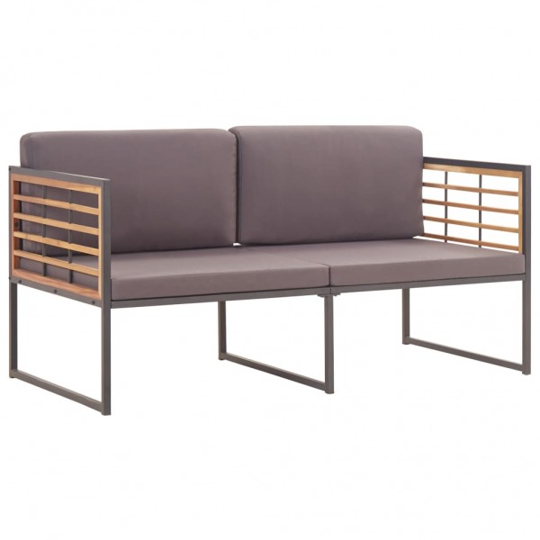 Banco de jardín cojines madera maciza acacia gris oscuro 136 cm