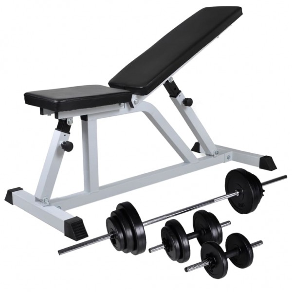 Banco de musculación con pesas y mancuernas 30.5 kg