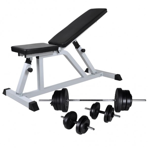 Banco de musculación con pesas y mancuernas 60.5 kg