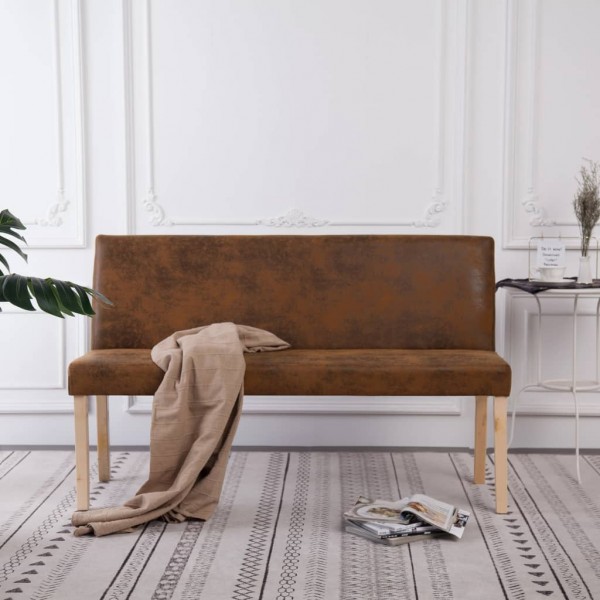 Banco de piel de ante artificial 139.5 cm marrón