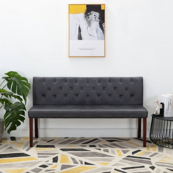 Banco de piel de ante artificial gris 148.5 cm