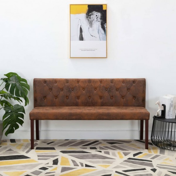 Banco de piel de ante artificial marrón 148.5 cm