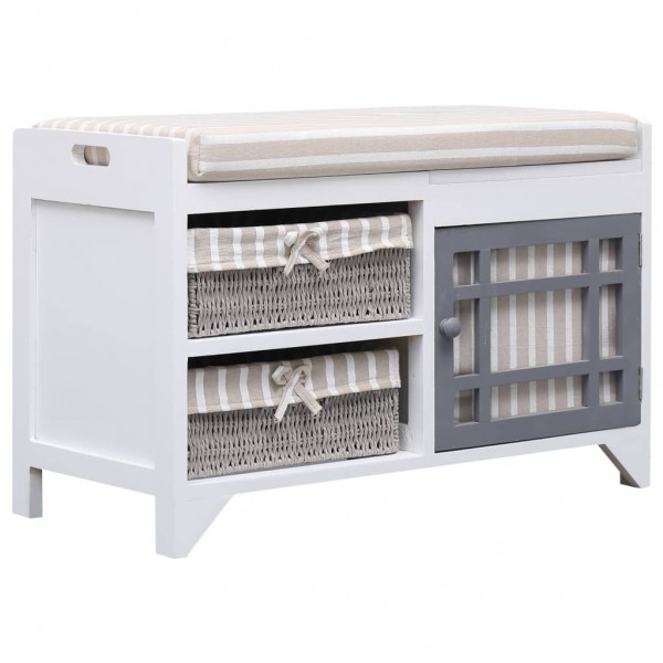 Banco de recibidor de madera de Paulownia blanco 70x33.5x45 cm