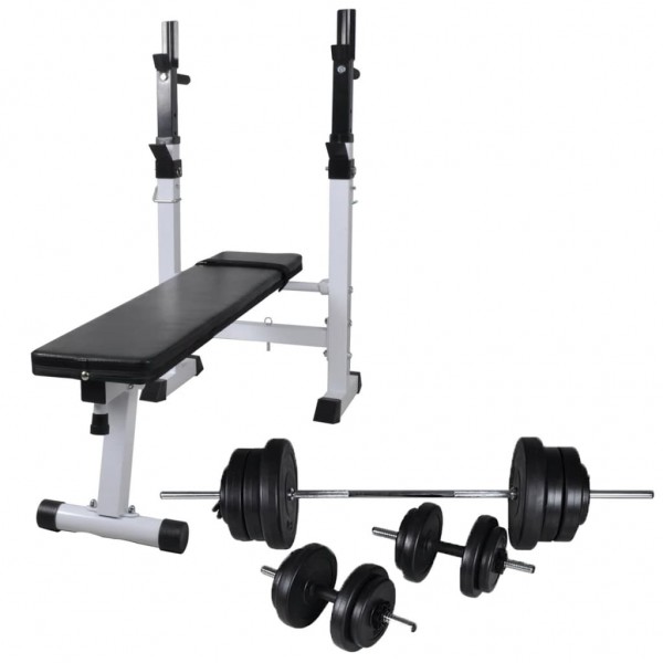 Banco ejercicios con soporte pesas. pesas y mancuernas 60.5 kg