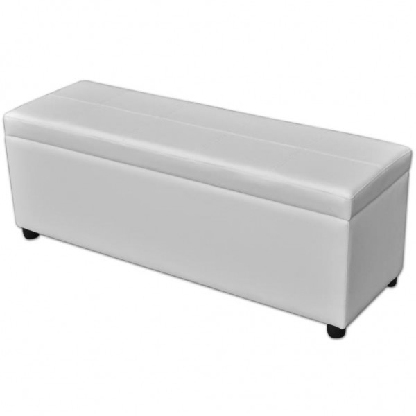Banco largo de almacenamiento de madera blanco
