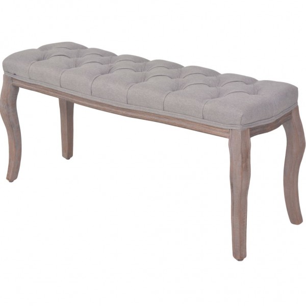 Banco lino y madera maciza gris oscuro 110x38x48 cm