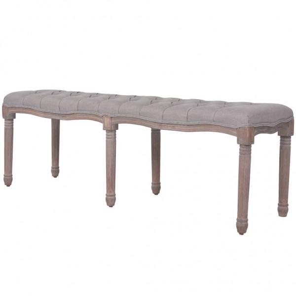 Banco lino y madera maciza gris oscuro 150x40x48 cm