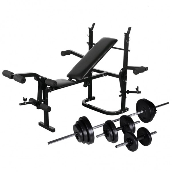 Banco musculación con soporte pesas. pesas y mancuernas 30.5 kg