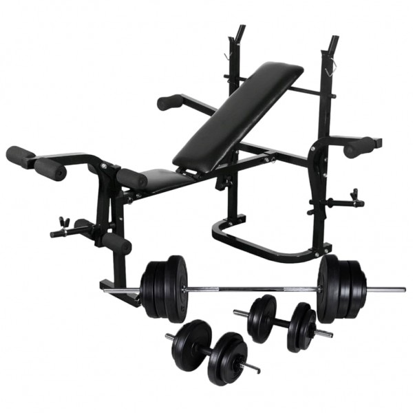 Banco musculación con soporte pesas. pesas y mancuernas 60.5 kg