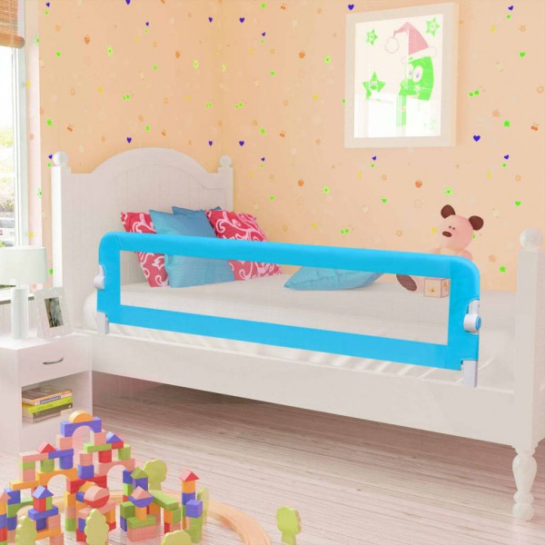 Barandilla de seguridad cama de niño 2 uds azul 150x42 cm