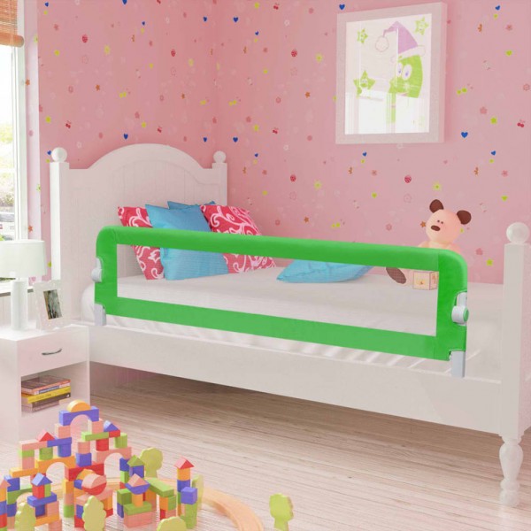 Barandilla de seguridad cama de niño 2 uds verde 150x42 cm