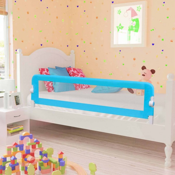 Barandilla de seguridad cama de niño poliéster azul 120x42 cm