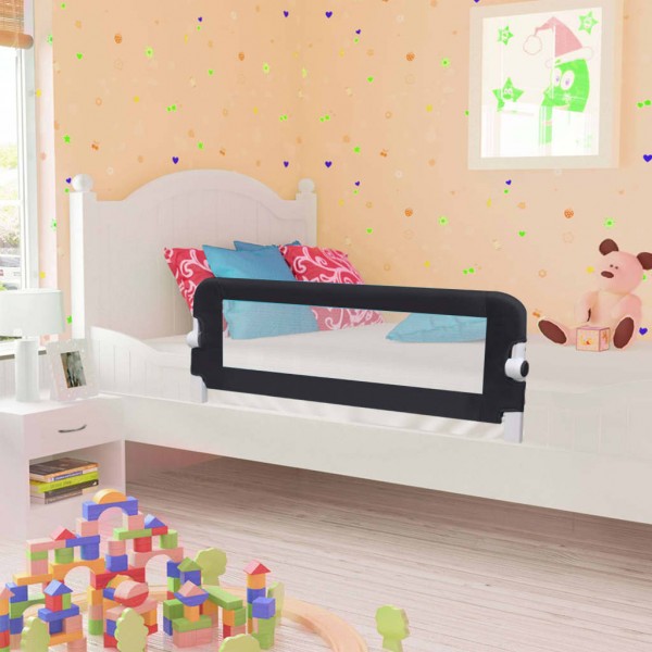 Barandilla de seguridad cama de niño poliéster gris 120x42 cm
