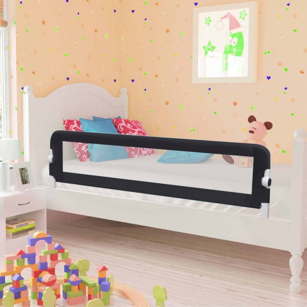 Barandilla de seguridad cama de niño poliéster gris 150x42 cm