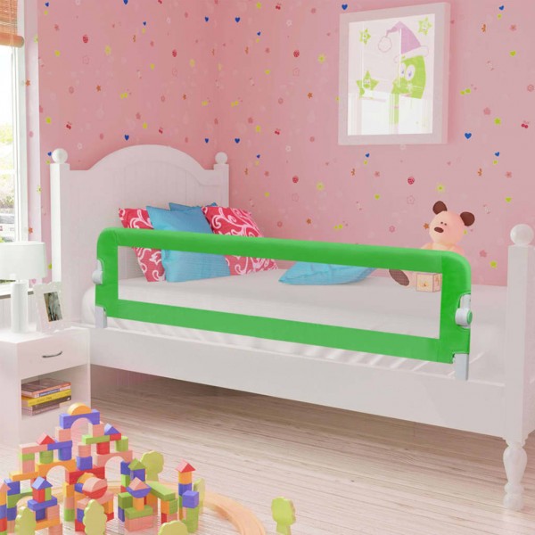 Barandilla de seguridad cama de niño poliéster verde 120x42 cm